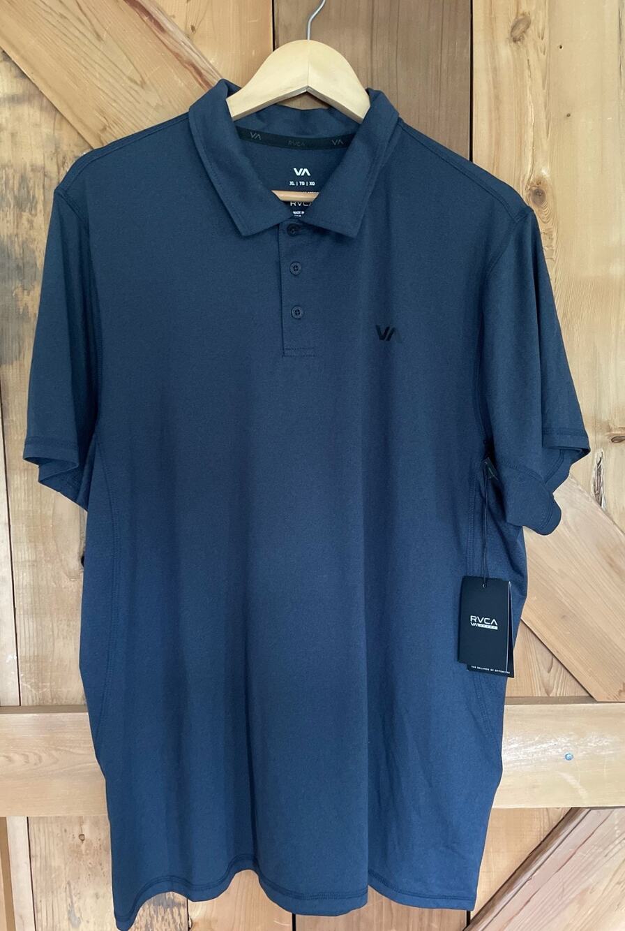 NWTs Men's RVCA Performance Charcoal Gray Polo Shirt SZ XL, Active, Preppy